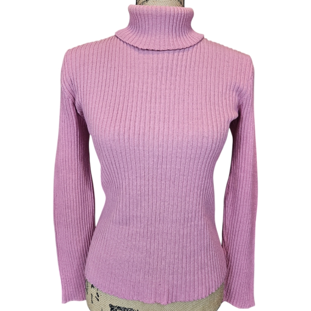 Source Unknown Pink Ribbed Turtleneck Sweater